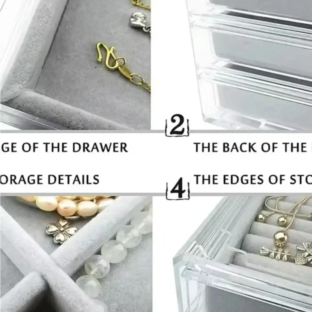 Chic White Jewelry Organizer with Clear Lid and Multiple Compartments 0226
